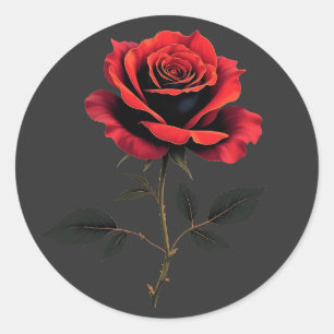 Sticker Rond Amateurs de fleurs de rose rouge simple Jardinage