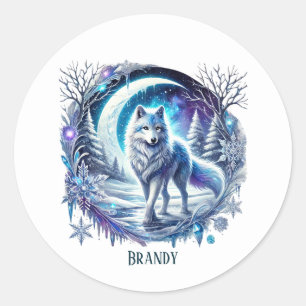 Sticker Rond Amateurs de loups mignonnes personnalisables