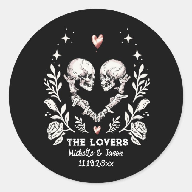 Sticker Rond Amateurs de mort personnalisés Mariage gothique sq (Devant)
