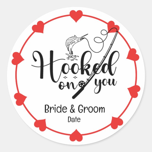 Sticker Rond Amateurs de pêche Hook sur vous Mariage (Devant)