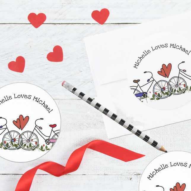 Sticker Rond Amateurs de vélo Valentine (Créateur téléchargé)