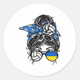 Sticker Rond Amateurs de volley-ball d'Ukraine Fille aux cheveu