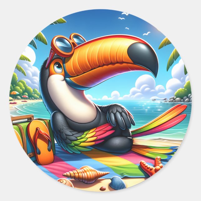 Sticker Rond Amateurs d'oiseaux de plage mignons (Devant)