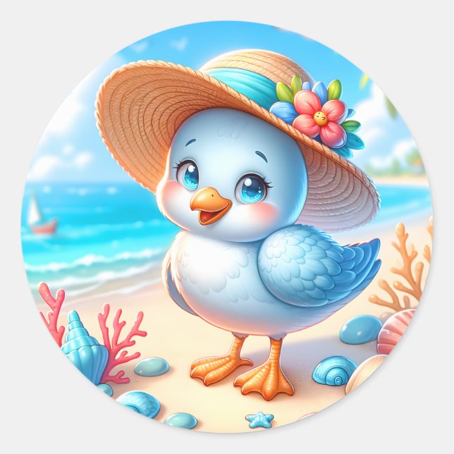 Sticker Rond Amateurs d'oiseaux de plage mignons (Devant)