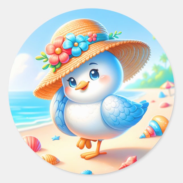 Sticker Rond Amateurs d'oiseaux de plage mignons (Devant)