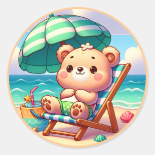 Sticker Rond Amateurs d'ours d'été