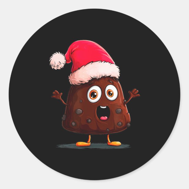 Sticker Rond Amazing Pudding Look With Christmas Hat  (Devant)