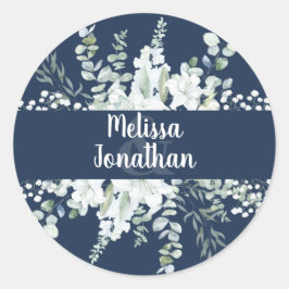 Sticker Rond Ambiance romantique aquarelle fleurie blanche fleu