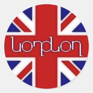Sticker Rond Ambigramme "Londres" sur le drapeau britannique