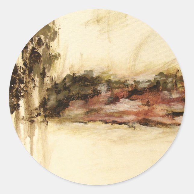 Sticker Rond Ambiguë, Abstrait Décharges d'Art Paysage Peinture (Devant)