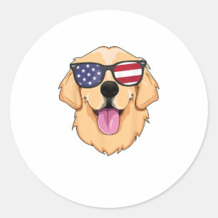Sticker Rond America Golden Retriever 4 juillet pour hommes gar