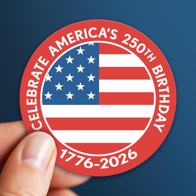 Sticker Rond America Semiquincentennial 1776-2026 USA 250 Flag (USA 250 - America's 250th Celebration 1776-2026)