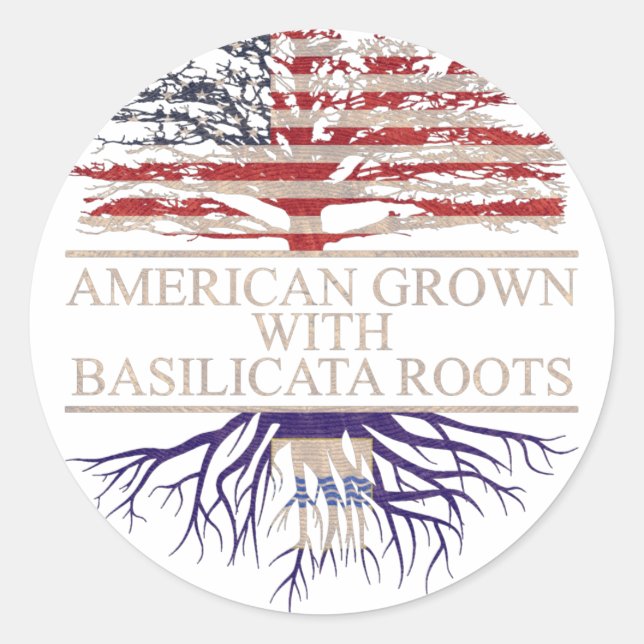 Sticker Rond Américain cultivé avec des racines de basilicata (Devant)