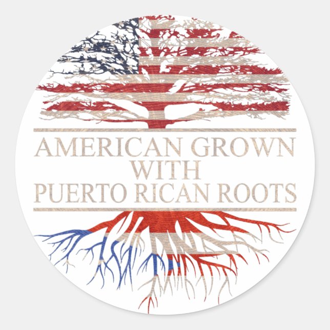 Sticker Rond Américain cultivé avec des racines de puerto rican (Devant)