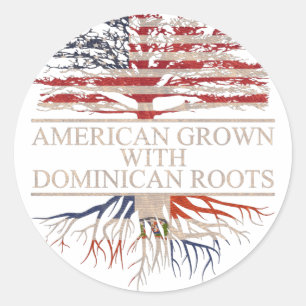 Sticker Rond Américain cultivé avec des racines dominicaines