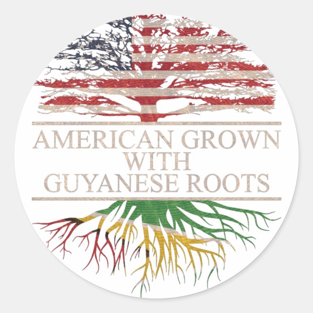 Sticker Rond Américain cultivé avec des racines guyanaises (Devant)