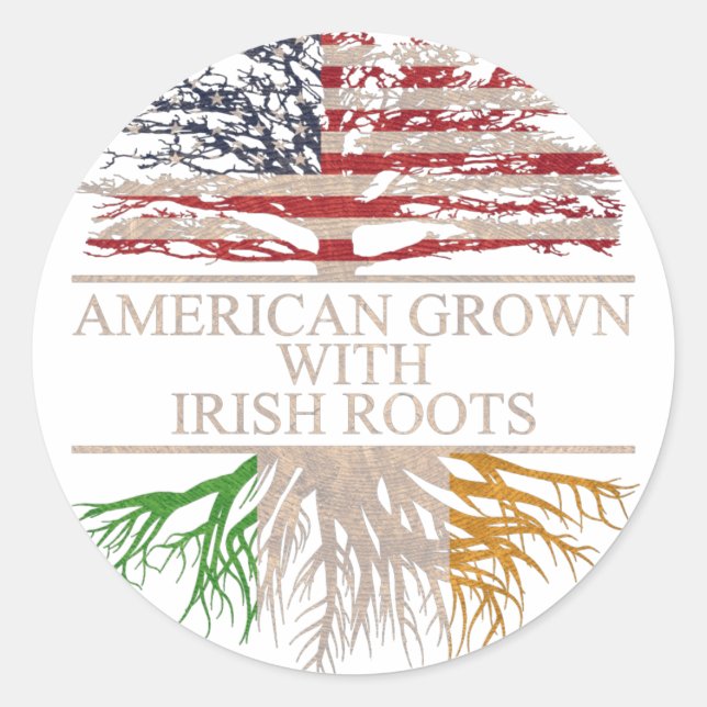 Sticker Rond Américain cultivé avec des racines irlandaises (Devant)