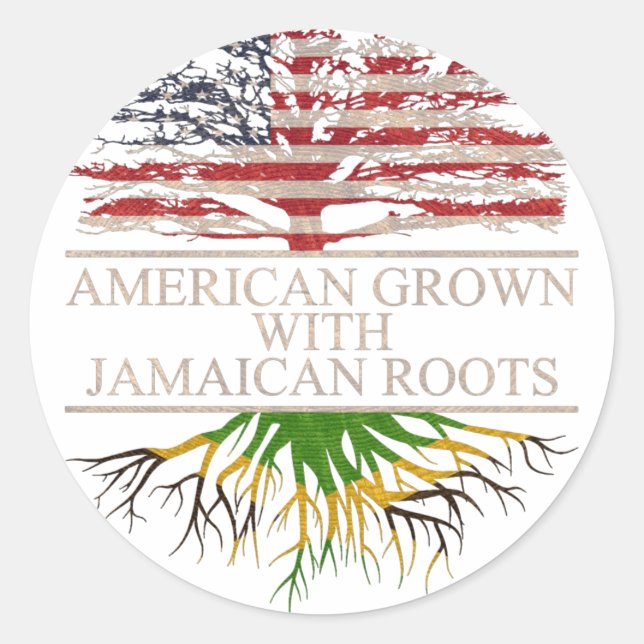 Sticker Rond Américain cultivé avec des racines jamaïcaines (Devant)