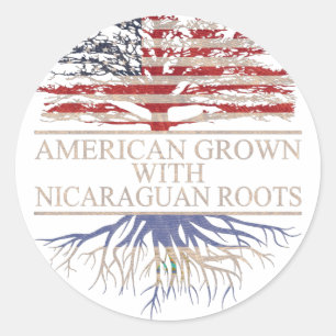 Sticker Rond Américain cultivé avec des racines nicaraguayenn