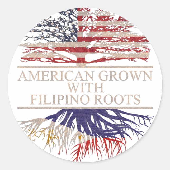 Sticker Rond Américain cultivé avec des racines philippines (Devant)