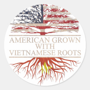 Sticker Rond Américain cultivé avec des racines vietnamiennes