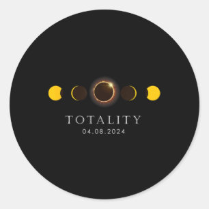 Sticker Rond Américain Totalité Solaire Lunaire Eclipse