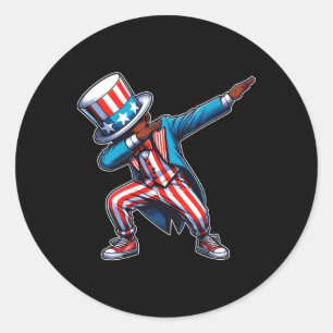 Sticker Rond American African Dabbing Boy 4 juillet