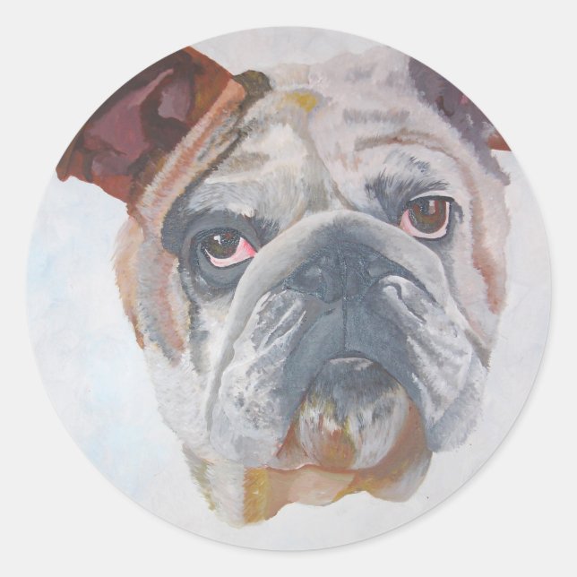 Sticker Rond American Bulldog Artistic Pet Portrait (Devant)