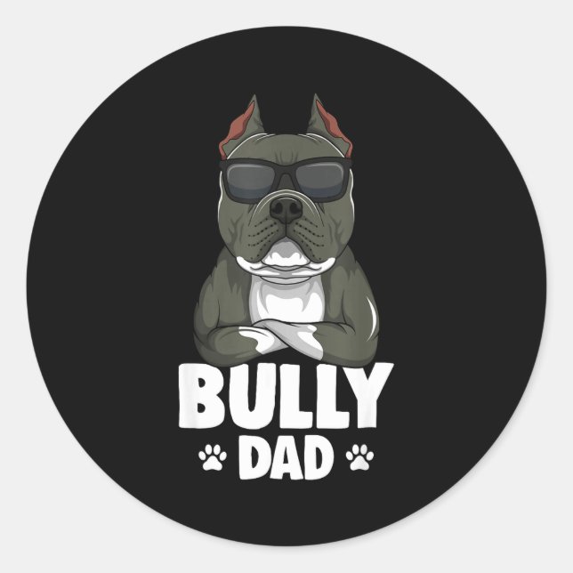 Sticker Rond American Bully Dad Dogs Dad Men  (Devant)