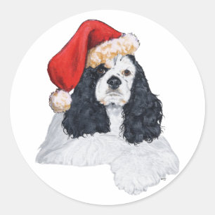 Sticker Rond American Cocker Spaniel Christmas