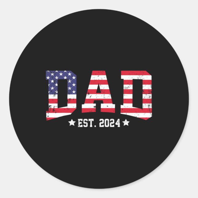 Sticker Rond American Dad Est 2024 Première Fête des pères prom (Devant)