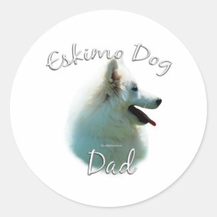 Sticker Rond American Eskimo Chien Papa 2