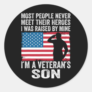 Sticker Rond American Fier Vétérinaire Fils Anciens Combattants