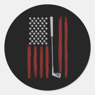 Sticker Rond American Flag Golf For Golfer Golf Club