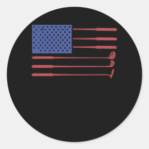 Sticker Rond American Flag Golf USA Patriotic Golfing