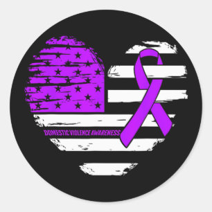 Sticker Rond American Flag Heart Sensibilisation à la violence