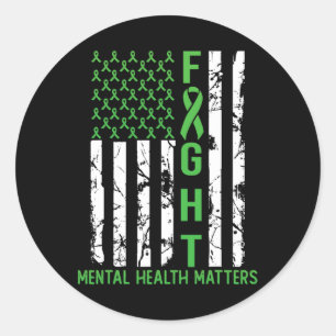 Sticker Rond American Flag Problèmes de santé mentale aux États