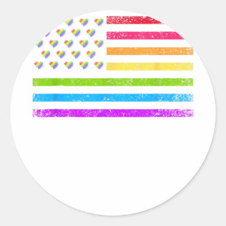 Sticker Rond American Flag Rainbow Lesbienne Gay pride