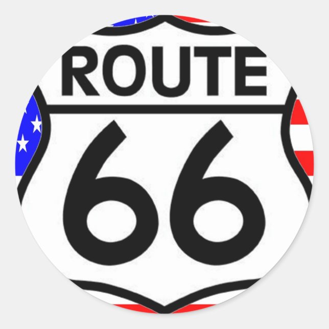 Sticker Rond American Flag Route 66 Shield Stars & Stripes (Devant)