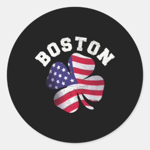 Sticker Rond American Flag St. Patricks Day Clic Boston Nom St.