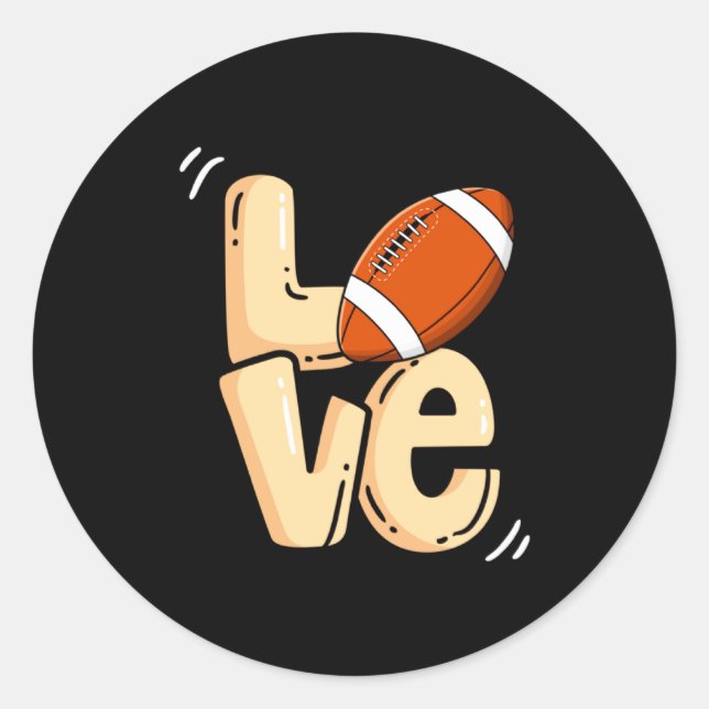 Sticker Rond American Football Love Valentines Rugby Srts Pl _1 (Devant)