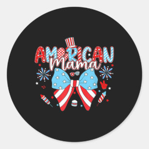 Sticker Rond American Mama Coquette Bow Joyeux Jour de l'Indépe