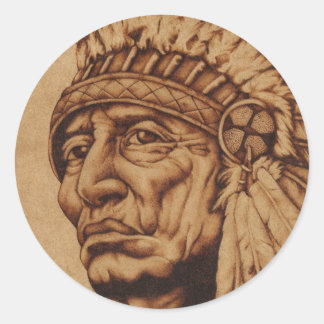 Sticker Rond American Native Décalcomanie