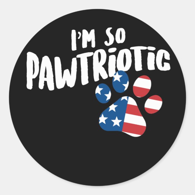 Sticker Rond American Puppy Paw Je suis tellement pawtriotique (Devant)