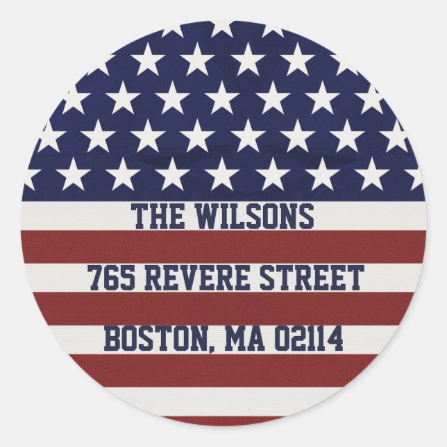 Sticker Rond American USA Flag Patriotic July 4th Custom (Devant)