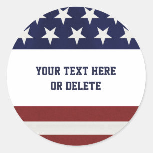 Sticker Rond American USA Flag Patriotic July 4th Custom