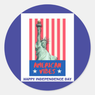 Sticker Rond "American Vibes" Statue Liberty Custom