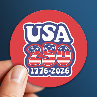 Sticker Rond America's 250th Birthday - Groovy USA 250