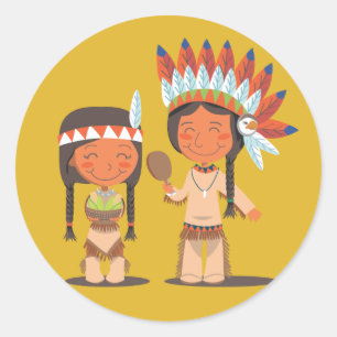 Sticker Rond Amérindien