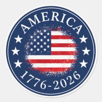 Sticker Rond Amérique 1776 2026 250e anniversaire patriotique É